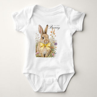 Body Para Bebê A cute little Floral Bunny Yellow Bow Baby Shower 