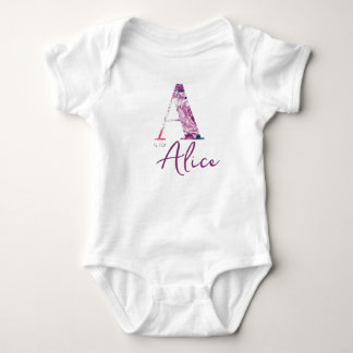 Body Para Bebê A é para Alice Revelação do Nome Floral Vintage