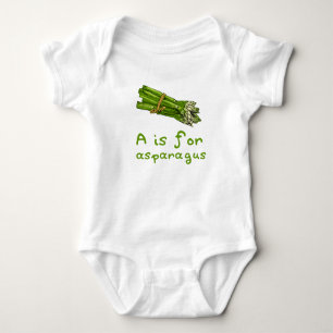 Body Para Bebê A é para ASPARAGUS Green Veggie Alphabet A