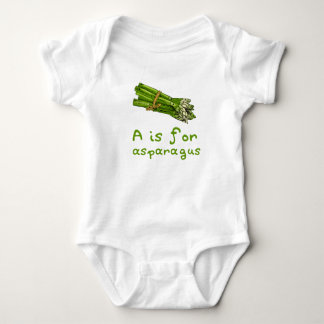 Body Para Bebê A é para ASPARAGUS Green Veggie Alphabet A
