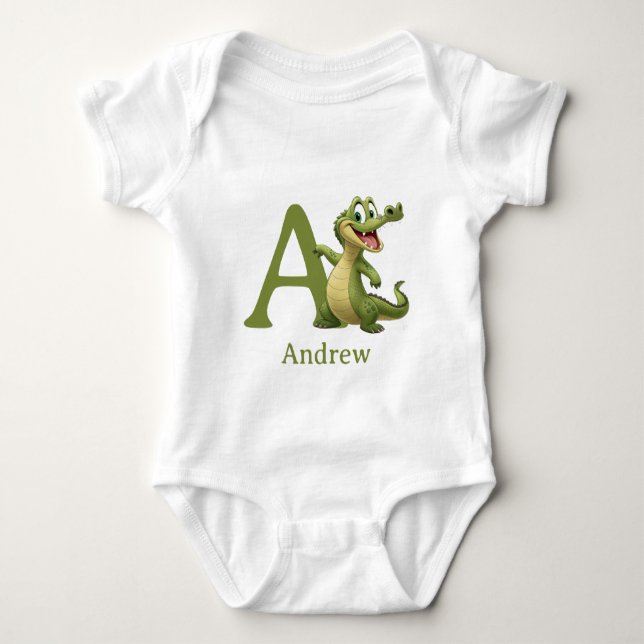 Body Para Bebê A é para Personalizar Jacaré (Frente)