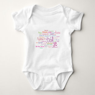 Body Para Bebê A ioga elegante levanta o teste padrão cor-de-ros