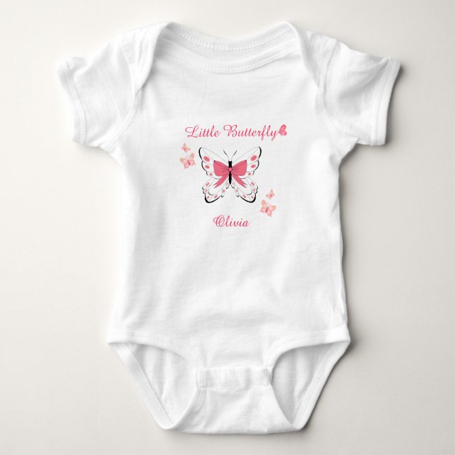 Body Para Bebê A Little Butterfly Baby Shower Pink Baby Girl  (Frente)