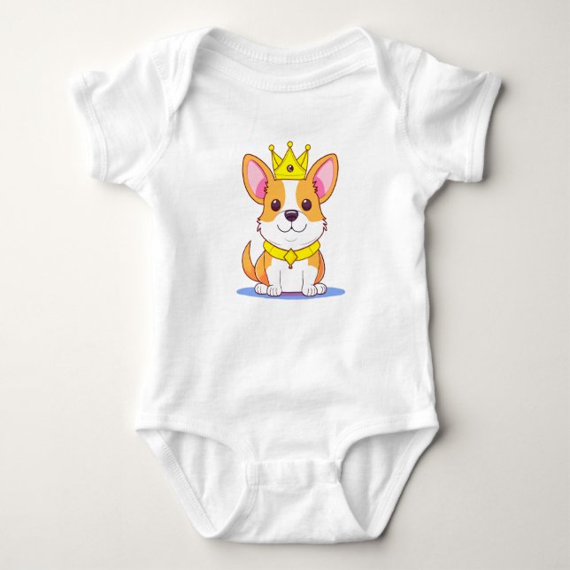 Body Para Bebê A little cute corgi. (Frente)