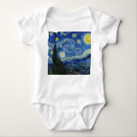 Body Para Bebê A Noite Estrelada, 1889, por Vincent van Gogh<br><div class="desc">A Noite Estrelada,  1889,  por Vincent van Gogh. Ele mostra a visão da janela voltada para leste da sua sala de asilo em Santo-Rémy-de-Provence,  logo antes do nascer do sol,  com a adição de uma vila imaginária.</div>
