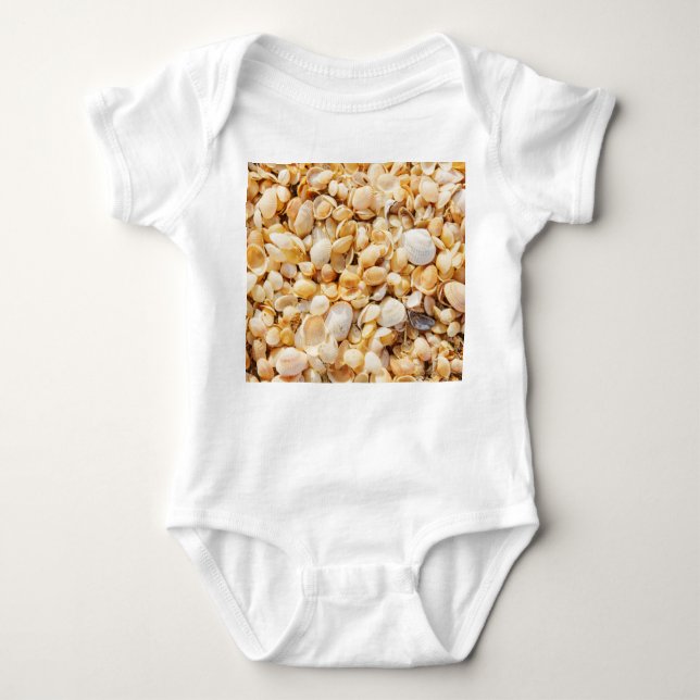 Body Para Bebê A praia de verão texturizou Seashell. (Frente)