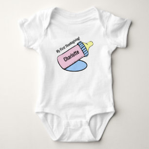 Body Para Bebê A primeira garrafa de bebê de ação de graças