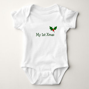 Body Para Bebê A Primeira Roupa de Natal do Bebê com Holly