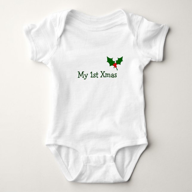 Body Para Bebê A Primeira Roupa de Natal do Bebê com Holly (Frente)