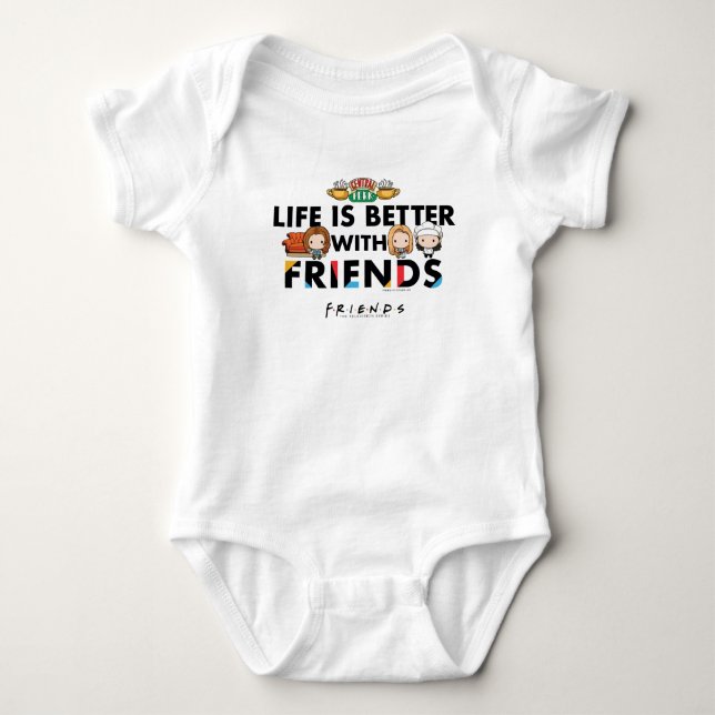 Body Para Bebê A vida é melhor com a arte Chibi dos AMIGOS™ (Frente)
