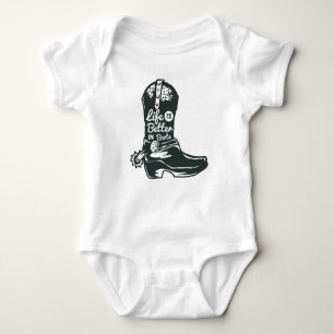 Body Para Bebê A vida é melhor com botas, botas de cowboy