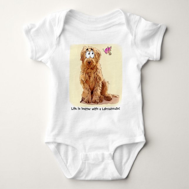Body Para Bebê A vida é melhor com um Labradoodle (Frente)