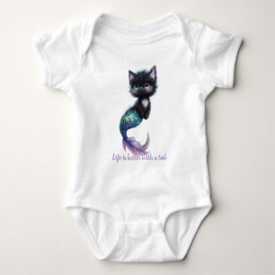 Body Para Bebê A vida é melhor com uma cauda. Gato com Cauda de S