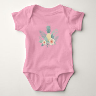 Body Para Bebê Abacaxi floral e havaiano