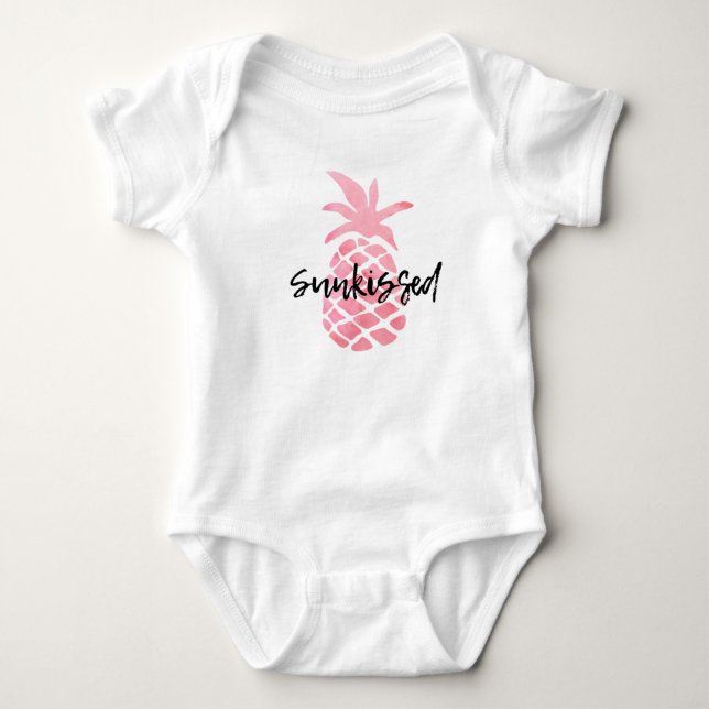 Body Para Bebê Abacaxi Rosa Pink Pastel (Frente)