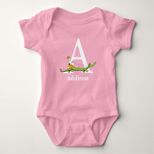 Body Para Bebê ABC do Dr. Seuss: Letra A - Branco | Adicione seu  (Frente)