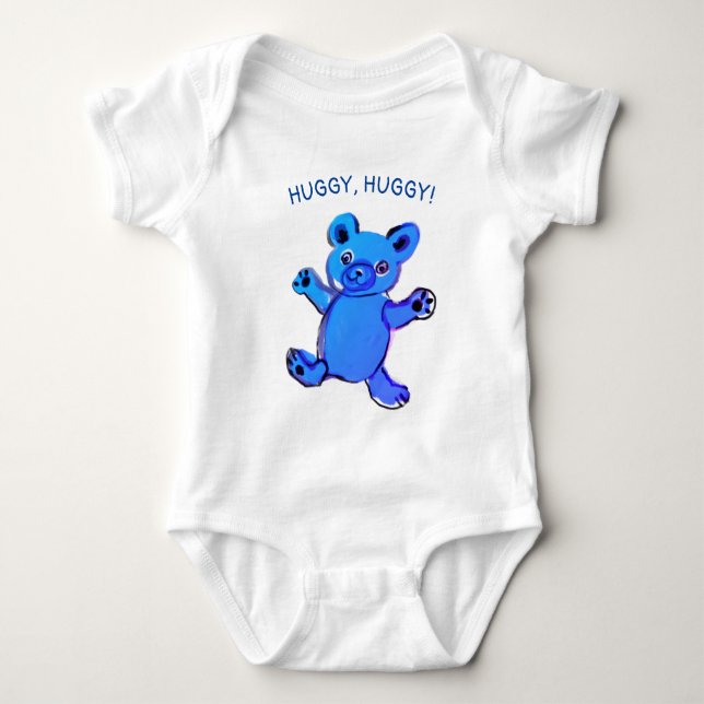 Body Para Bebê Abeiga, abeiga, ursinho azul celeste (Frente)