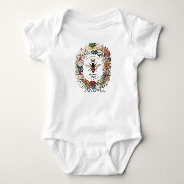 BODY PARA BEBÊ ABELHA DE RAINHA BOTÂNICA MODERNA VINTAGE (Frente)