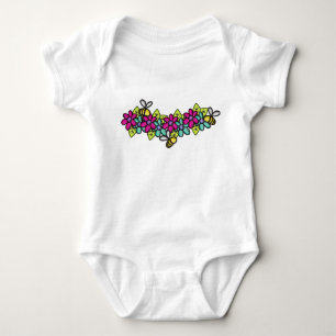Body Para Bebê Abelhas e Flores de Corte