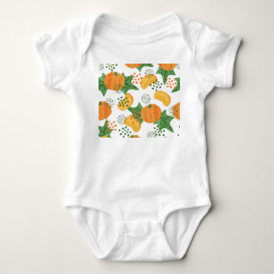 Body Para Bebê Abóbora De Aquarela Vegetal: Laranja Sem Costura