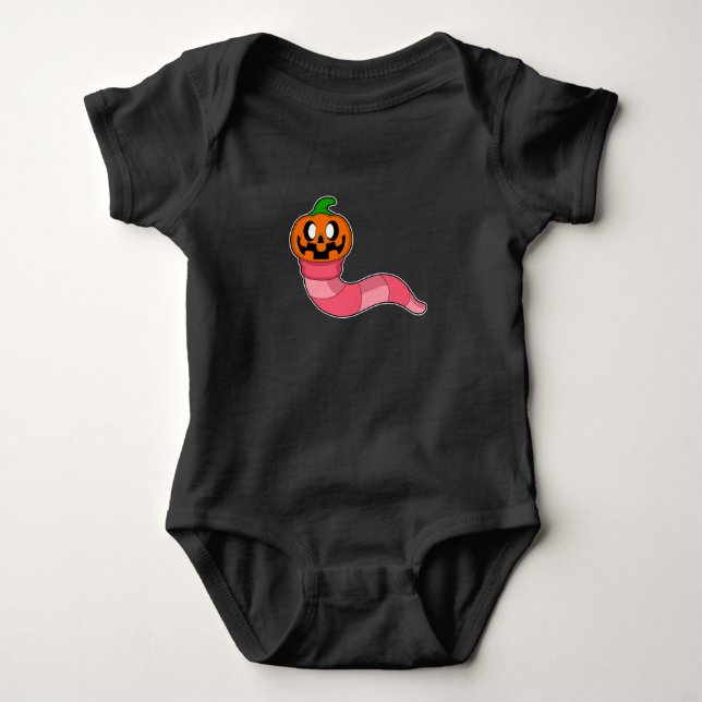 Body Para Bebê Abóbora de Halloween com Minhoca (Frente)