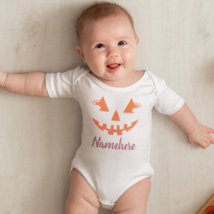 Body Para Bebê Abóbora de Halloween Personalizada Feminina Jack O