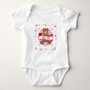 Body Para Bebê Abraçar-Me! Urso de dia de os namorados