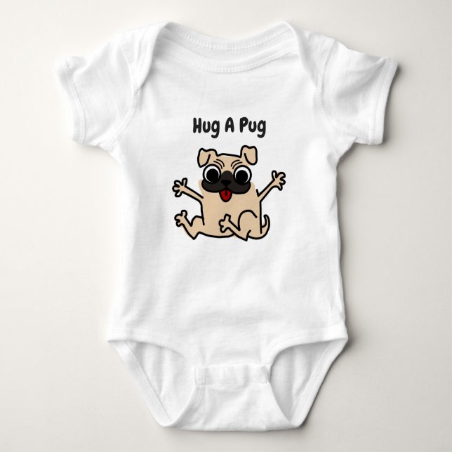 Body Para Bebê Abrace um cão do Pug (Frente)