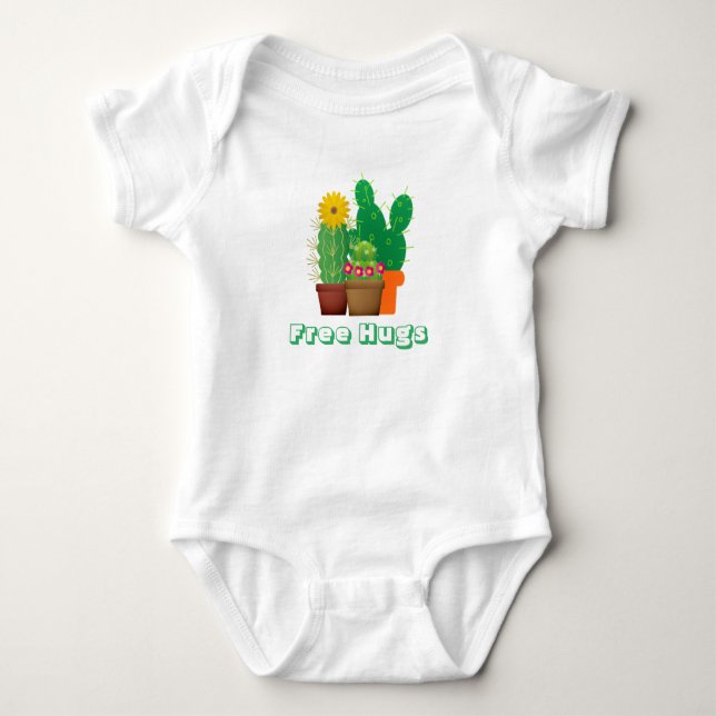 Body Para Bebê Abraços Gratuitos Padrões de Cactus Bebê Roupa (Frente)