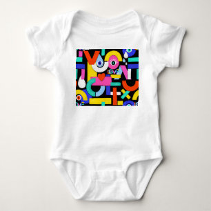Body Para Bebê Abstrato amor, olhos: padrão colorido