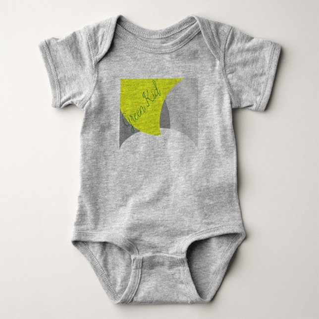 Body Para Bebê Abstrato Art Yellow Cinza White (Frente)