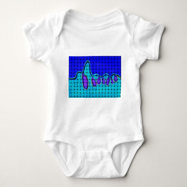 Body Para Bebê Abstrato azul francês com textura tecida (Frente)