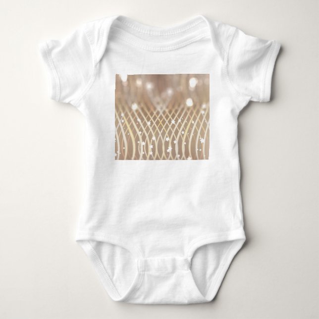 Body Para Bebê Abstrato Brown, Waves Stars Background. (Frente)