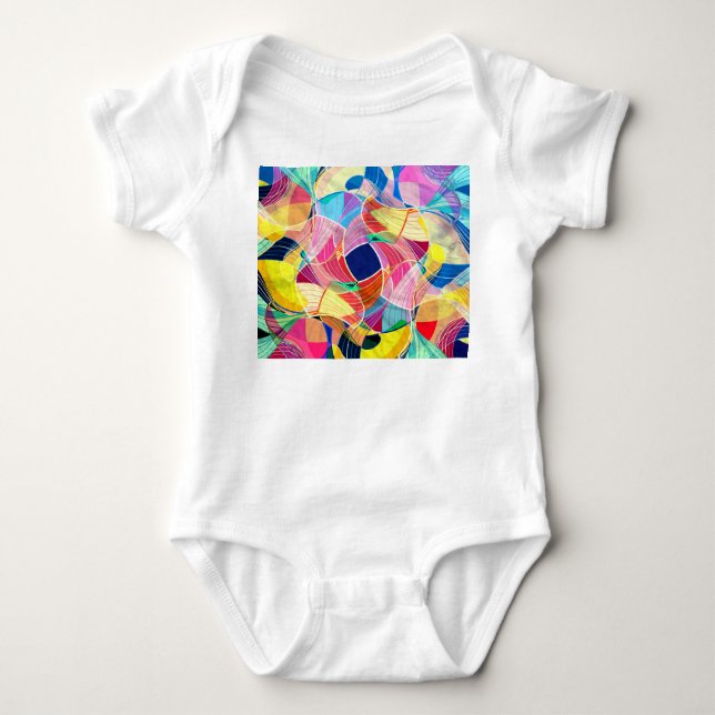 Body Para Bebê Abstrato cor d'água, fundo fantástico (Frente)