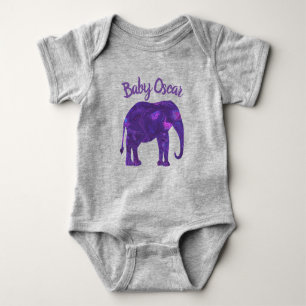 Body Para Bebê Abstrato de Elefante Roxo Silhouette Bebê Bodycase