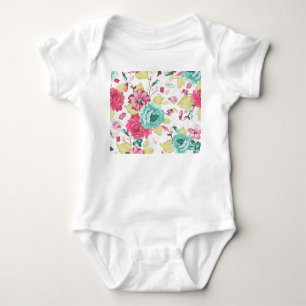 Body Para Bebê Abstrato de Elegância Floral Sem Olhos.
