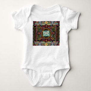 Body Para Bebê Abstrato: design de bolso quadrado.