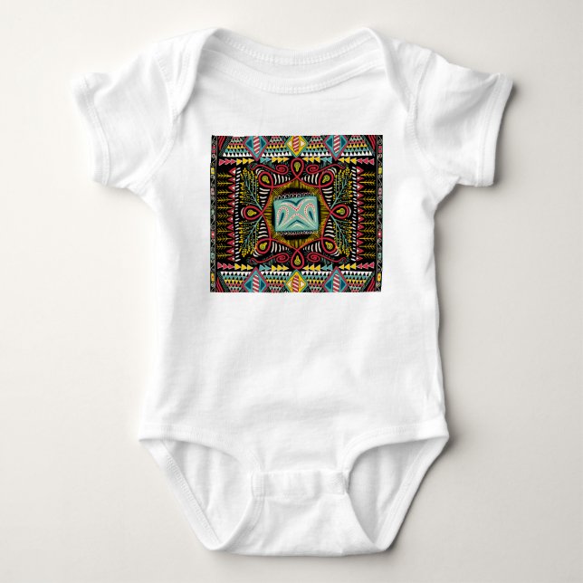 Body Para Bebê Abstrato: design de bolso quadrado. (Frente)