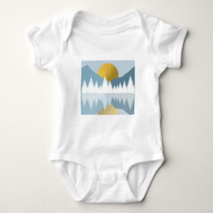 Body Para Bebê Abstrato Landscape Ouro Winter Sunset Sunrise