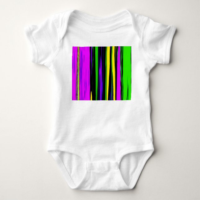 Body Para Bebê Abstrato Mardi Gras Stripes (Frente)