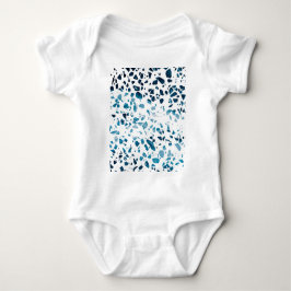 Body Para Bebê Abstrato Terrazzo Mosaico Marinho e padrão azul cl
