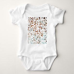 Body Para Bebê Abstrato Terrazzo Mosaico Rust Brown & Blue Padrão