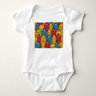 Body Para Bebê Abstrato urbano: padrão de cidade de vintage
