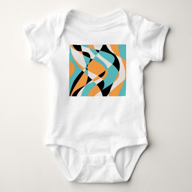 Body Para Bebê Abstrato Waves - Design sem costura padrão (Frente)
