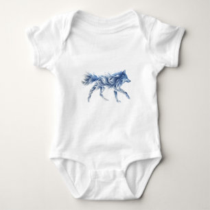 Body Para Bebê Abstrato Wolf Art: Ilustração Geométrica Animal