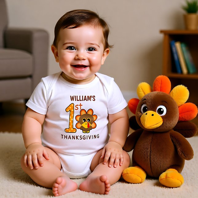 Body Para Bebê Ação de Graças de 🦃 Bebê (🦃 Baby's 1st thanksgiving (boy) Baby Bodysuit)