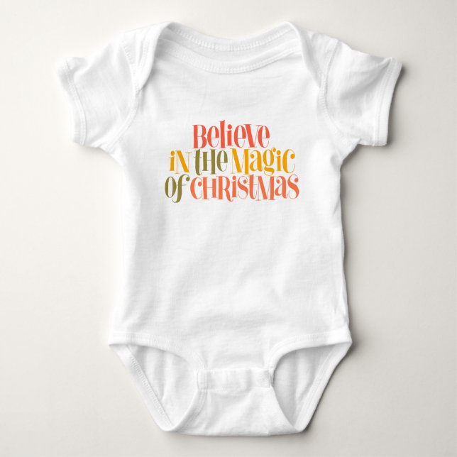 Body Para Bebê Acredite na Mágica do Natal - Estilo Retroativo (Frente)