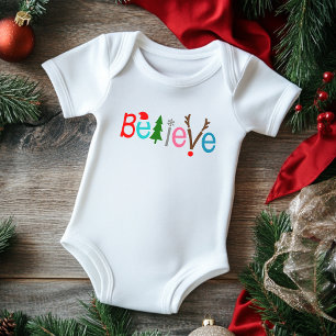 Body Para Bebê Acredite o Natal dos Antlers da rena do chapéu
