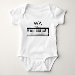 Body Para Bebê Adicionar letra inicial monograma nome texto piano
