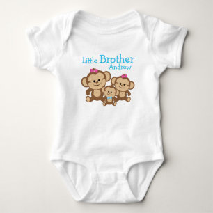 Body Para Bebê Adicionar Nome Macacos Personalizados Irmão Pequen